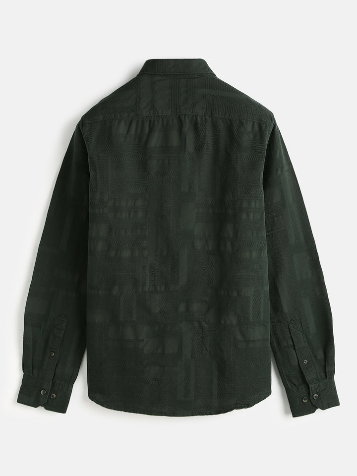 Textured Pure Cotton Shirt | Green