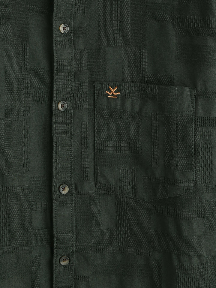 Textured Pure Cotton Shirt | Green