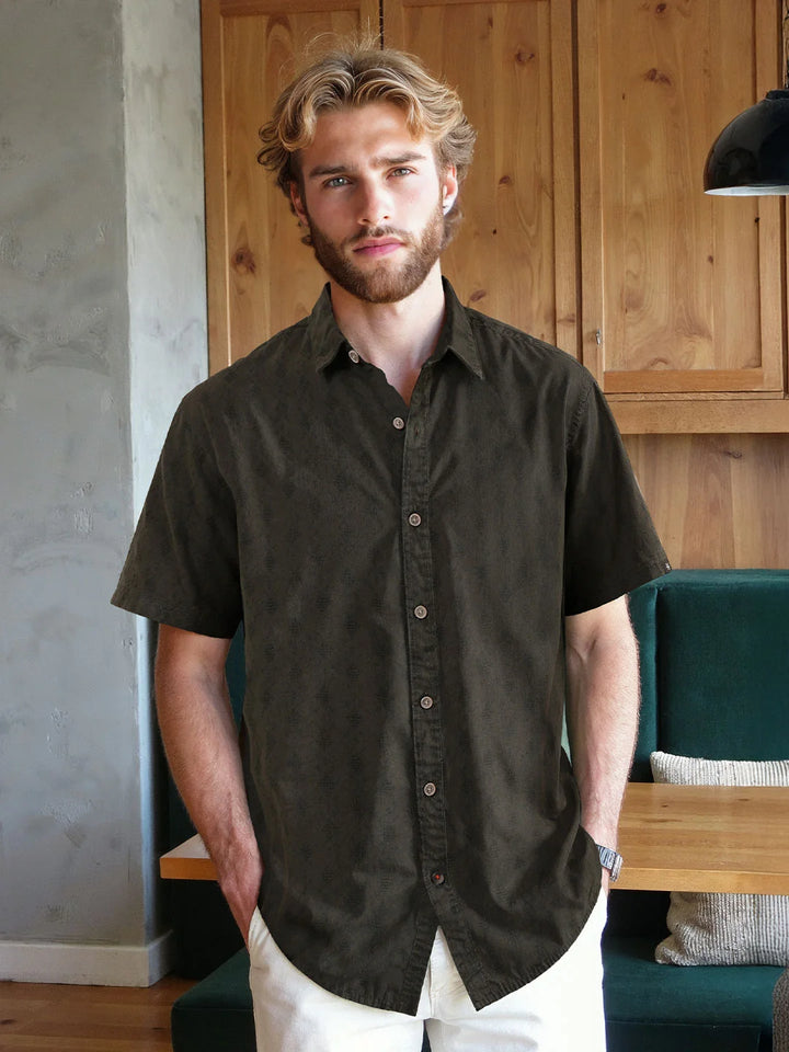 Textured Short Sleeve Shirt | Green