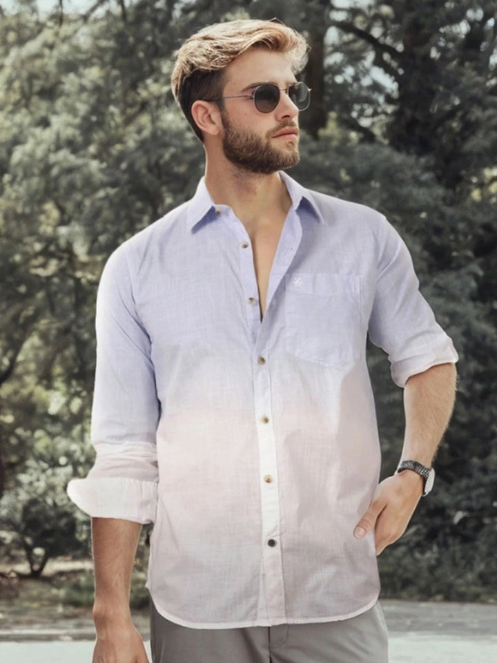 Casual Ombre Washed Shirt | Light Blue