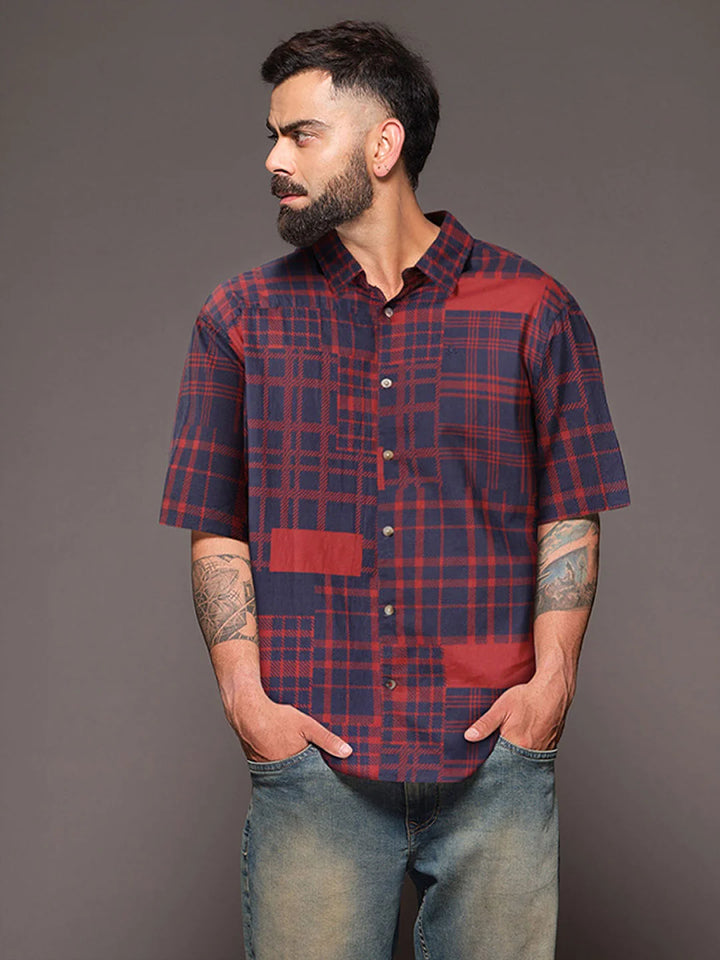 Patchwork Printed AOP Shirt | Red