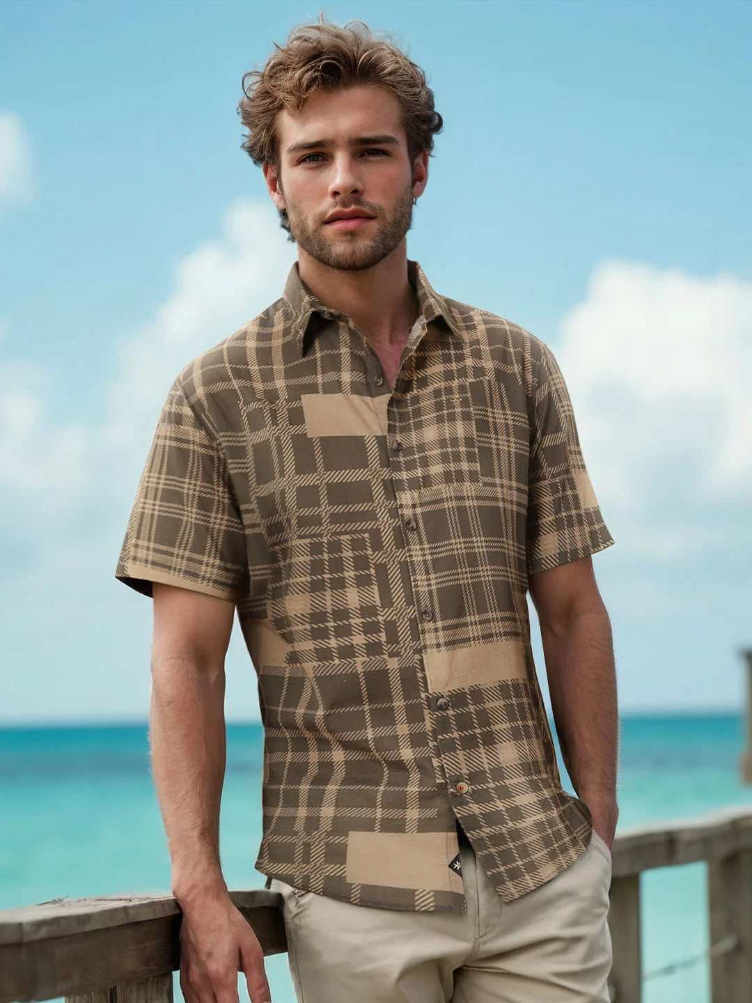 Patchwork Printed AOP Shirt | Olive