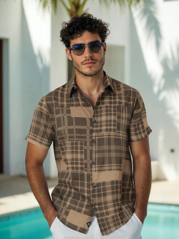 Patchwork Printed AOP Shirt | Olive