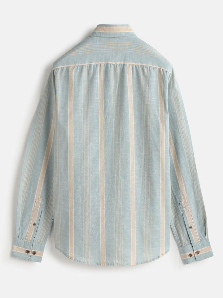 Cotton Slub Summer Stripes Shirt | Green
