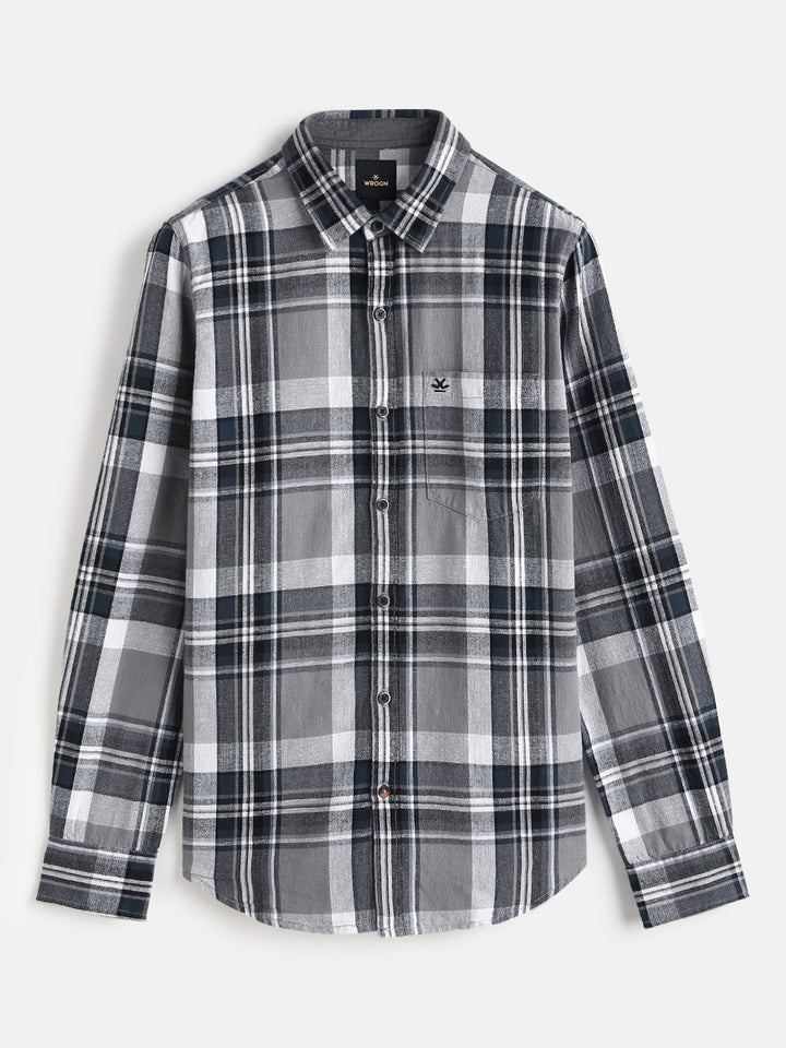 Textured Checks Slim Fit Shirt | Grey
