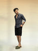 Printed Satin Slim Fit Shirt | Black