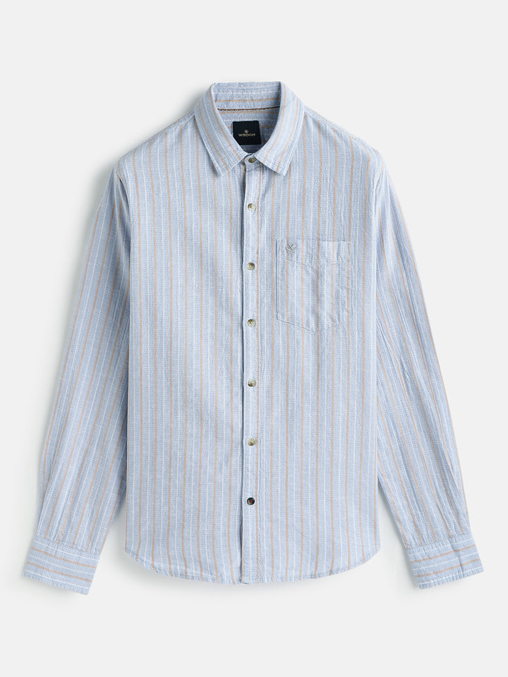 Textured Stripes Slim Fit Shirt | Light Blue