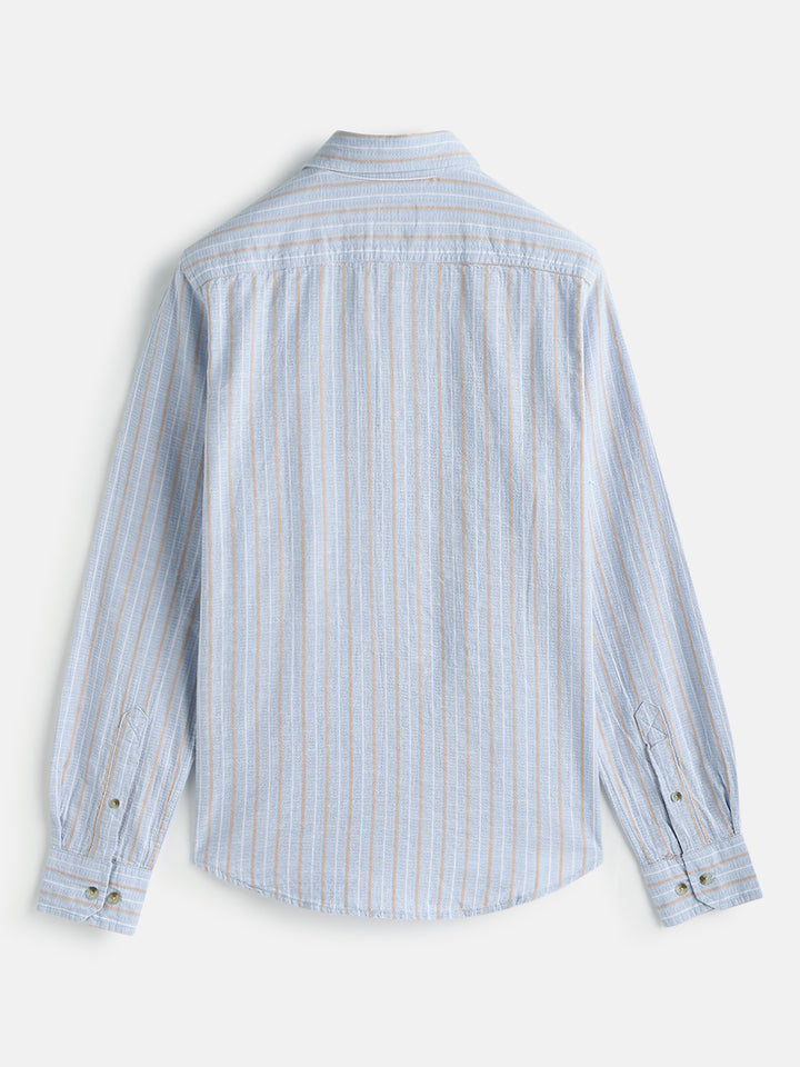 Textured Stripes Slim Fit Shirt | Light Blue
