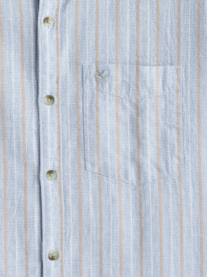 Textured Stripes Slim Fit Shirt | Light Blue
