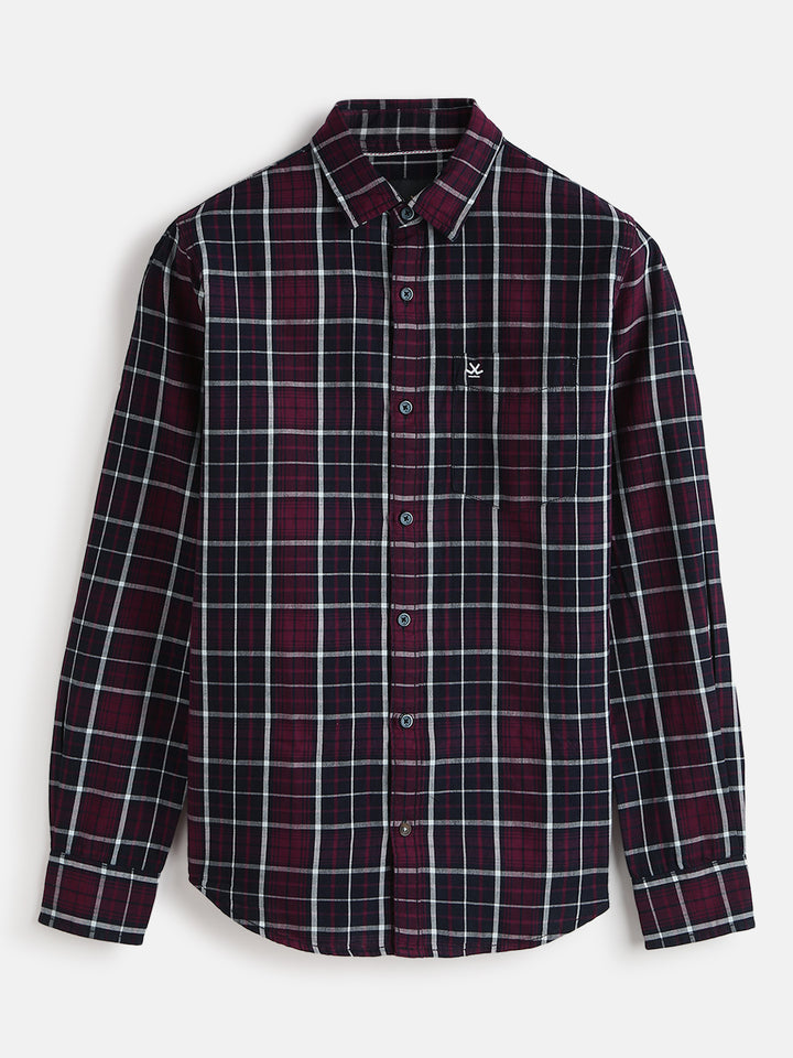 Classic Checked Cotton Shirt | Maroon