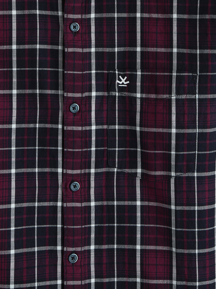 Classic Checked Cotton Shirt | Maroon