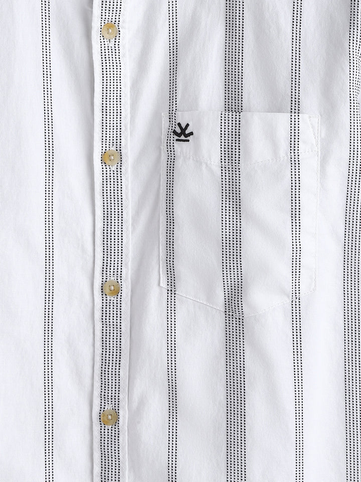 Textured Stripes Cotton Shirt | White