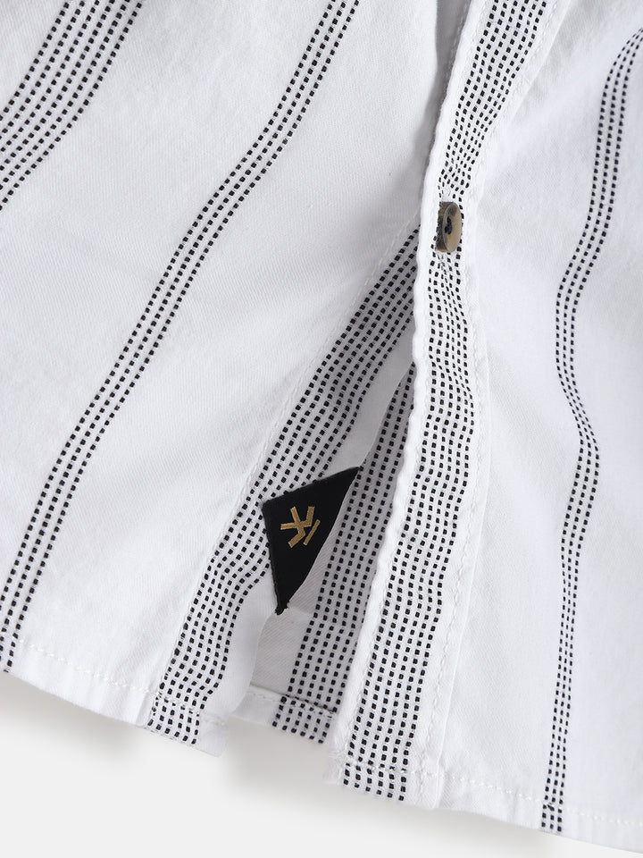Textured Stripes Cotton Shirt | White