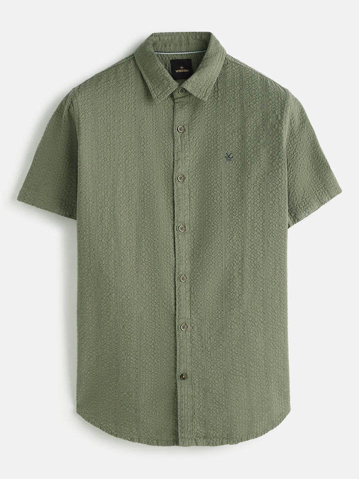 Textured Short Sleeve Shirt | Olive