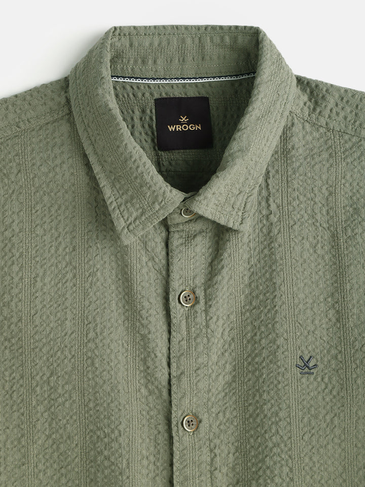 Textured Short Sleeve Shirt | Olive