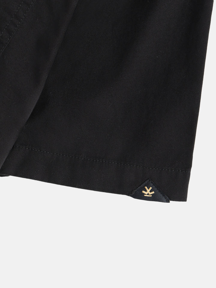 Oversized Half Placket Popover Shirt | Black