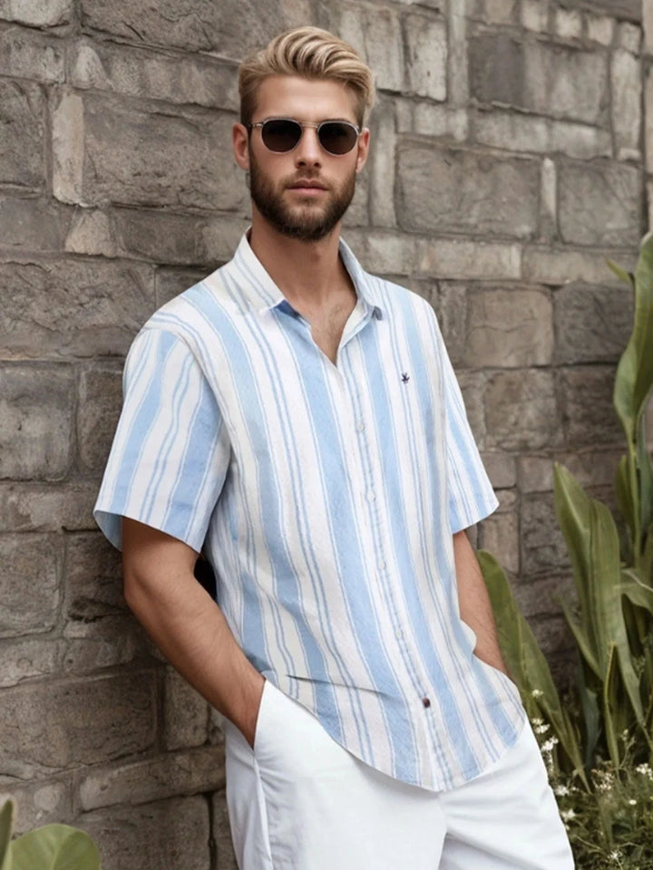 Textured Stripes Comfort Fit Shirt | Blue