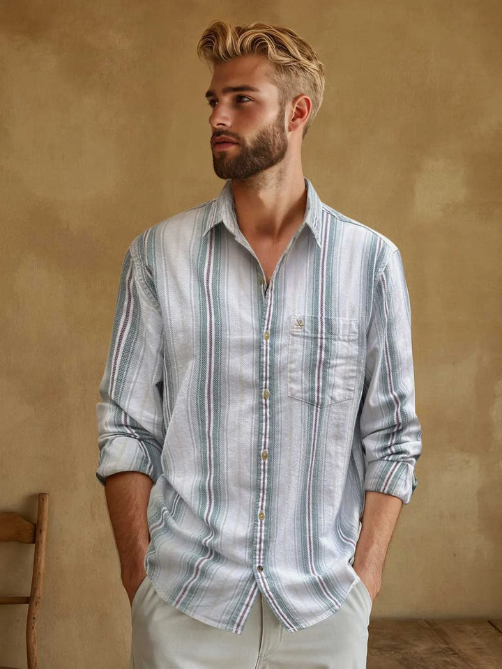 Textured Stripes Dobby Shirt | Green