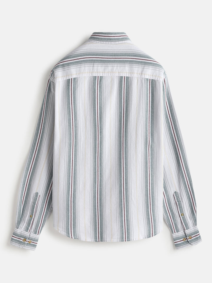 Textured Stripes Dobby Shirt | Green