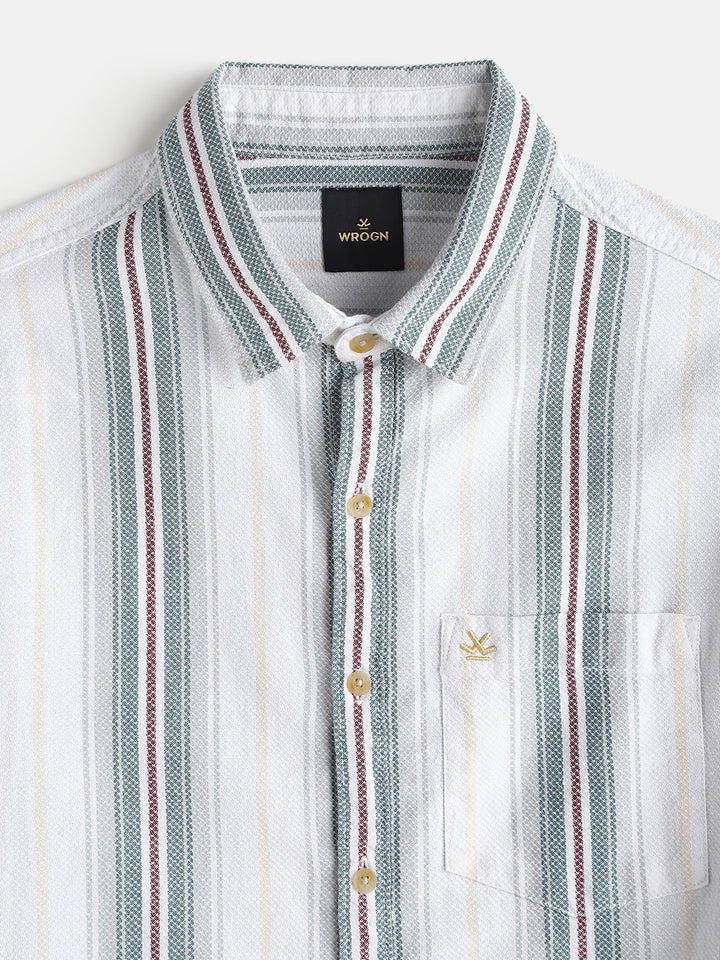 Textured Stripes Dobby Shirt | Green