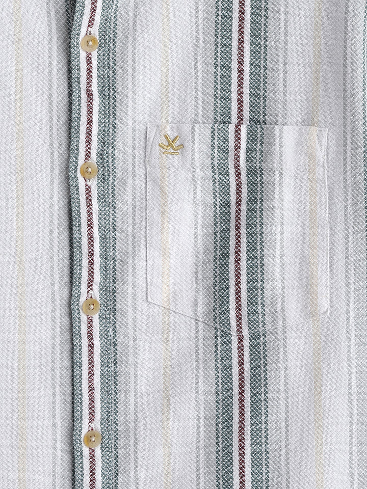 Textured Stripes Dobby Shirt | Green