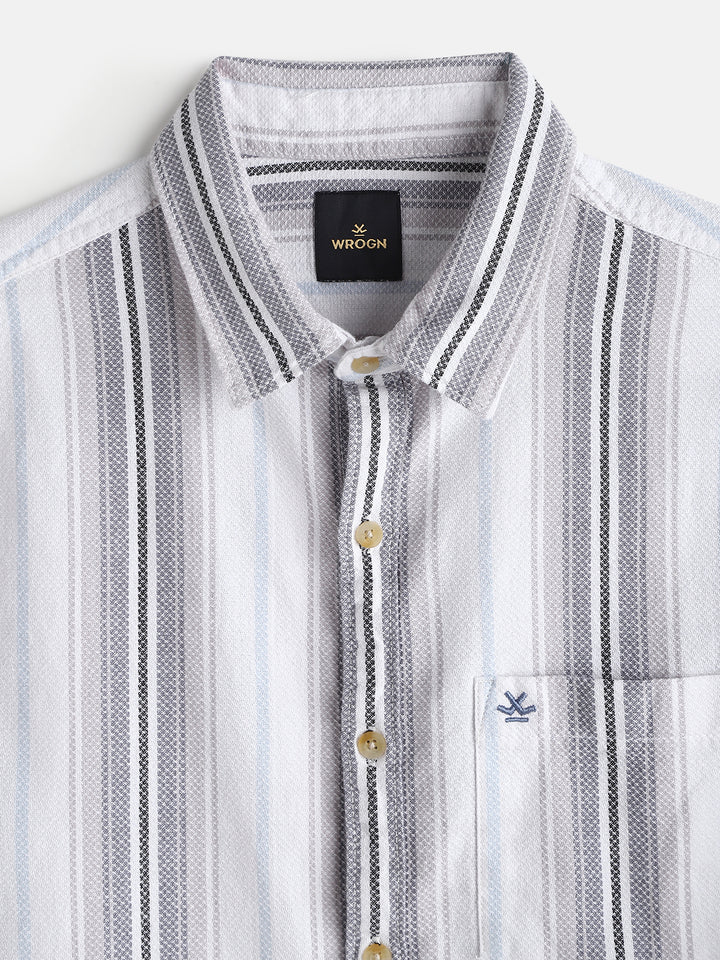 Textured Stripes Dobby Shirt | Grey