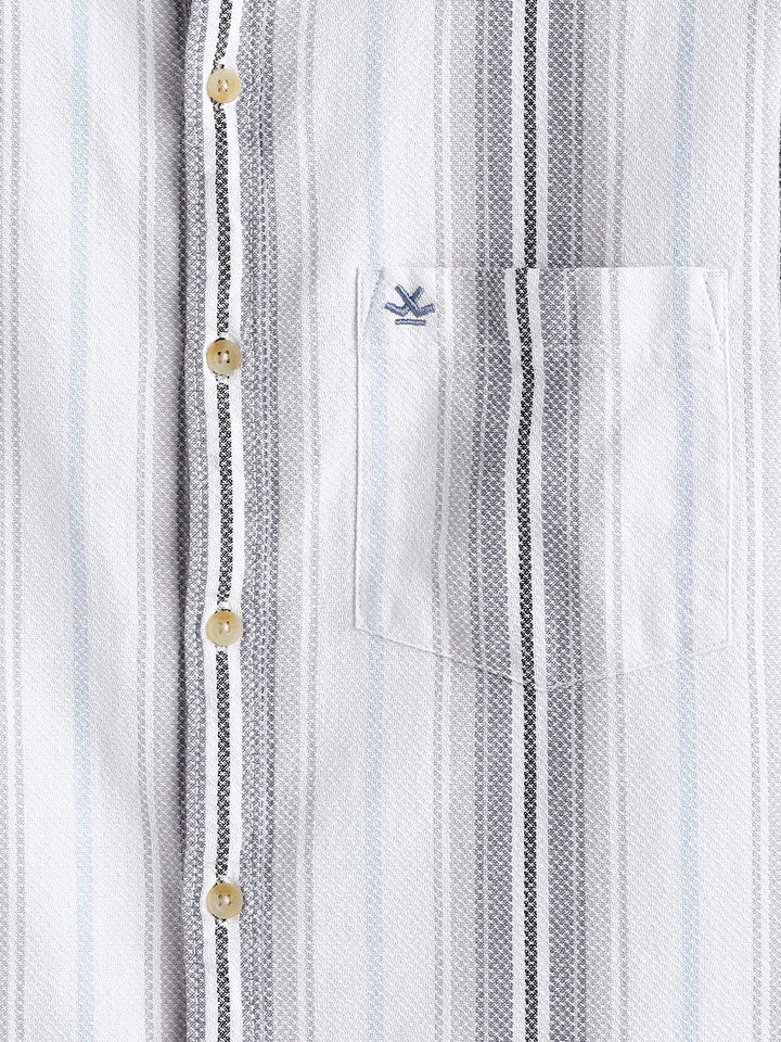Textured Stripes Dobby Shirt | Grey