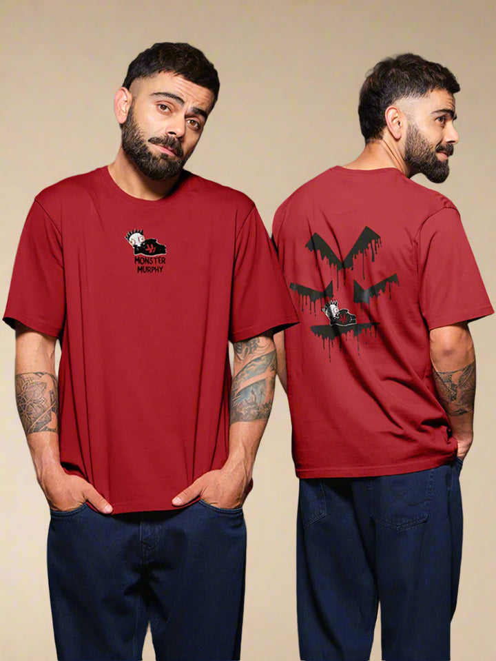 Heavy GSM Printed Monster T-Shirt | Red