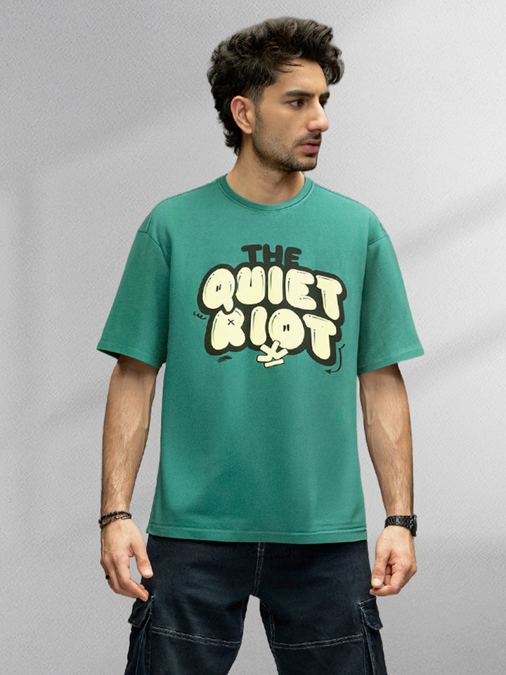 Puff Print Oversized Fit T-Shirt | Green