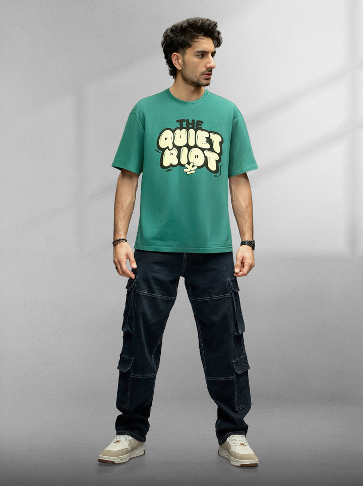 Puff Print Oversized Fit T-Shirt | Green