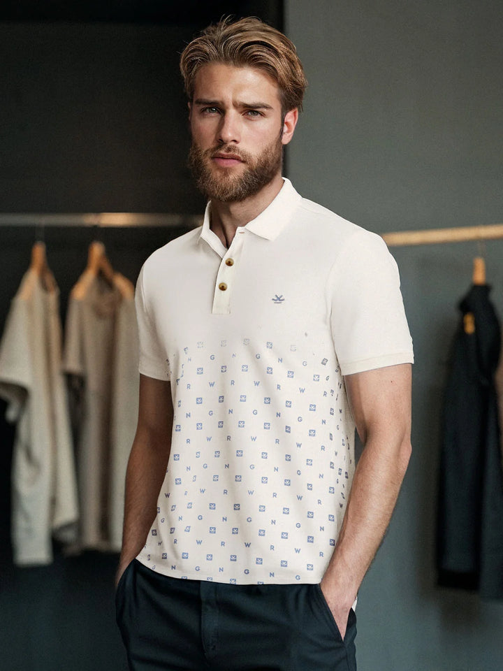 Casual Ombre Printed Polo T-Shirt | Off White