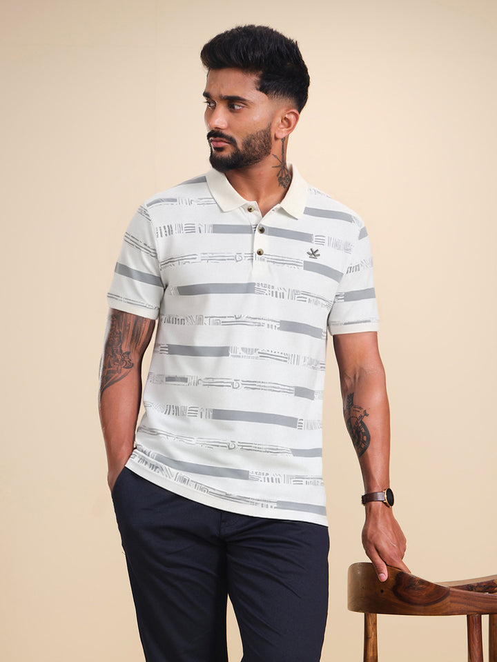 Pure Cotton Yarn Dyed Polo  | Off White