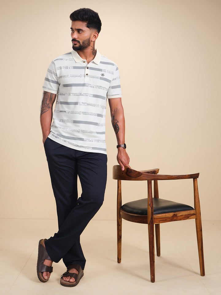 Pure Cotton Yarn Dyed Polo  | Off White