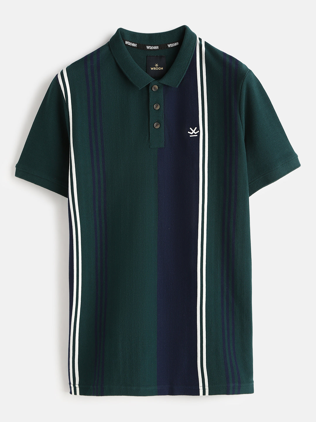 Vintage Stripes Yarn Dyed Polo T-Shirt | Dark Green