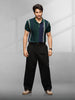 Vintage Stripes Yarn Dyed Polo T-Shirt | Dark Green