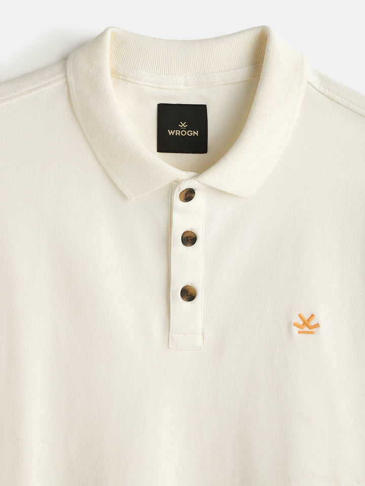 Cotton Blend Polo T-Shirt | Off White
