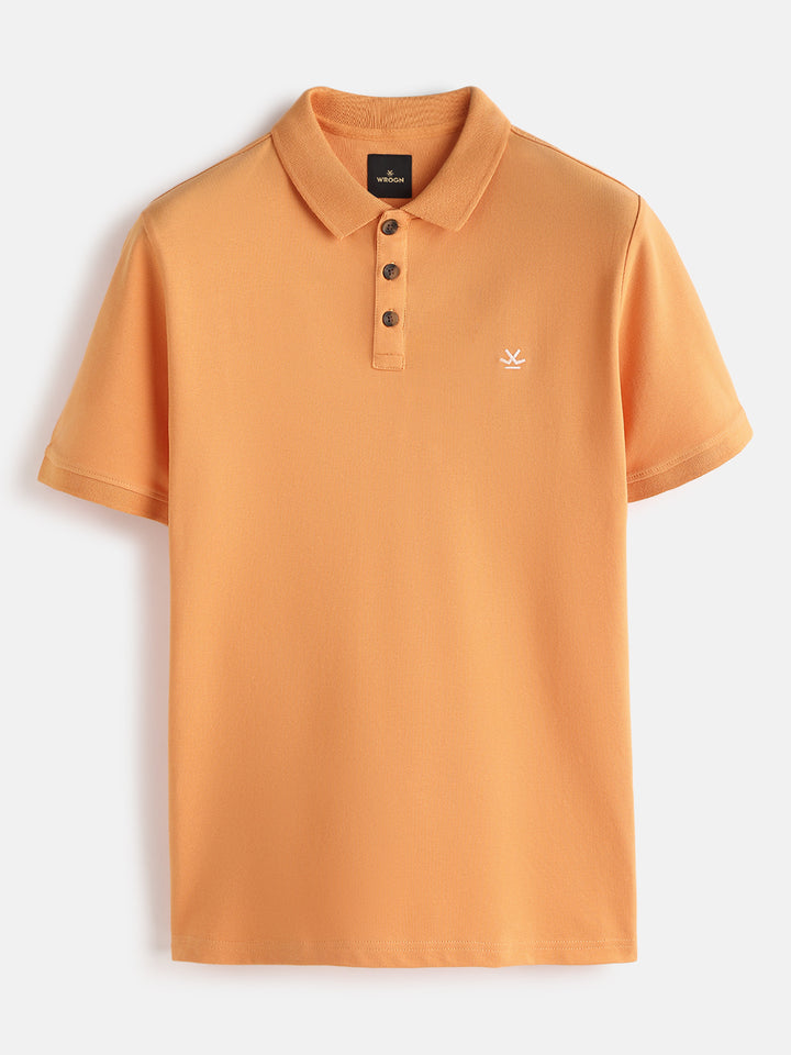 Cotton Blend Polo T-Shirt | Orange