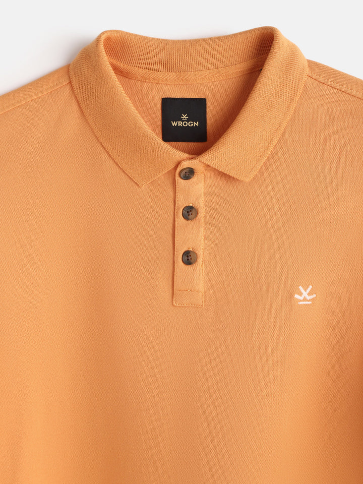 Cotton Blend Polo T-Shirt | Orange