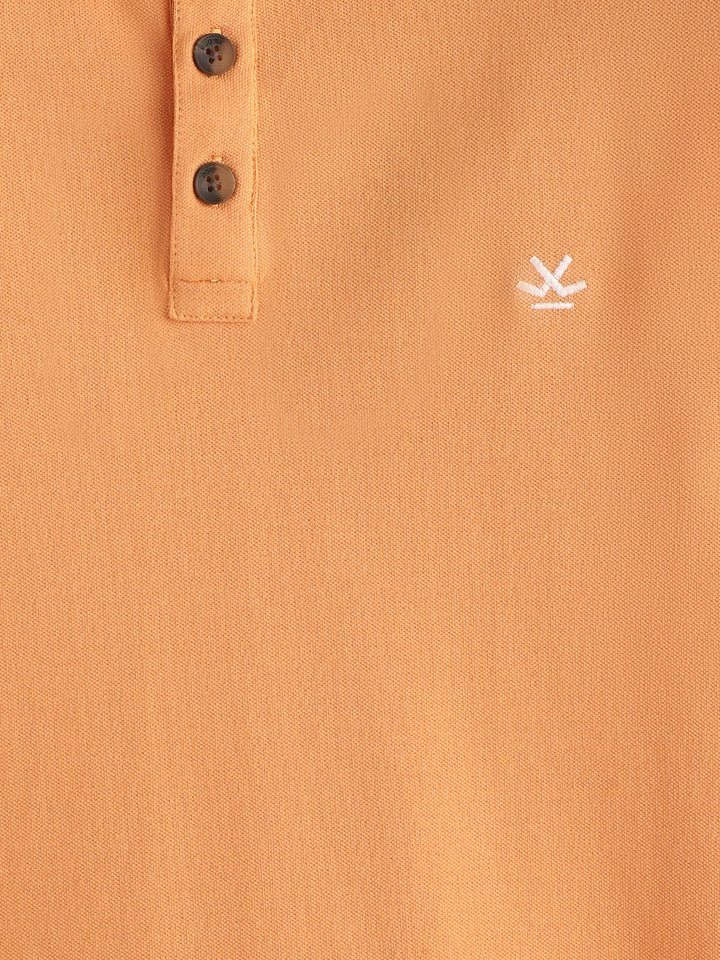 Cotton Blend Polo T-Shirt | Orange