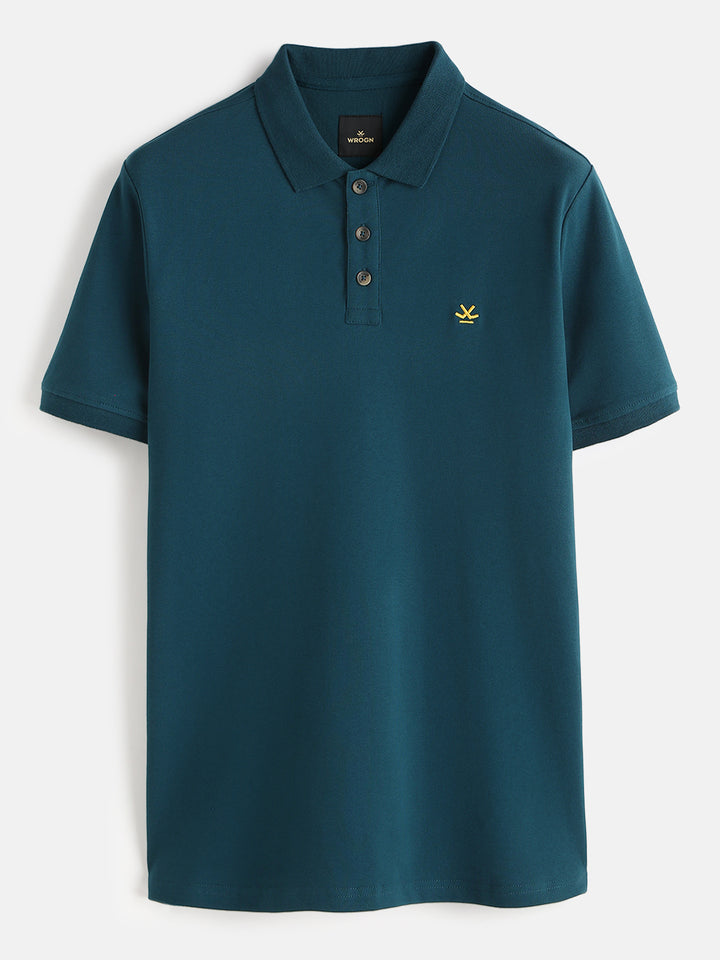 Solid Stretch Polo T-Shirt | Blue