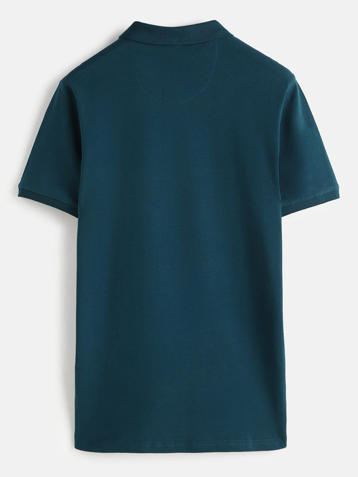 Solid Stretch Polo T-Shirt | Blue