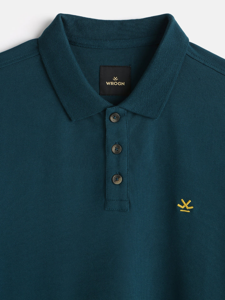 Solid Stretch Polo T-Shirt | Blue