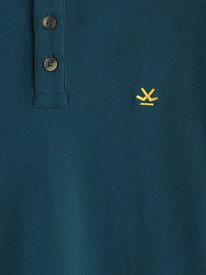 Solid Stretch Polo T-Shirt | Blue