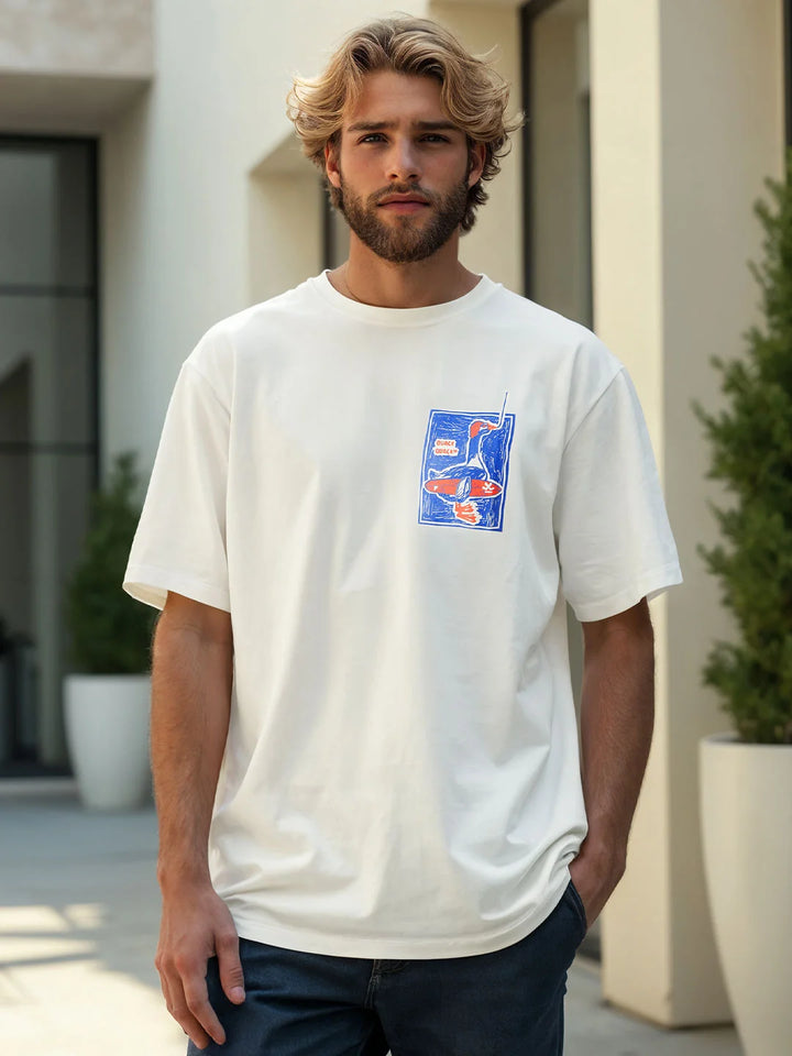 Printed Heavy GSM Oversized T-Shirt | Off White