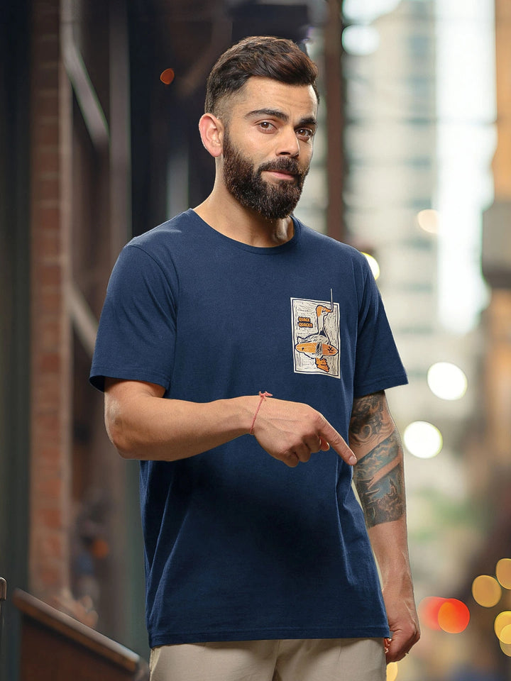 Printed Heavy GSM Oversized T-Shirt | Navy Blue