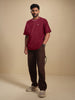 Textured Waffle Knit T-Shirt | Maroon