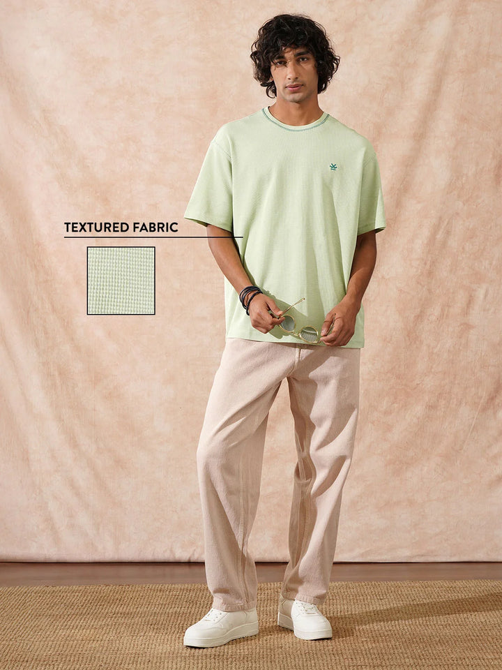 Textured Waffle Knit T-Shirt | Sage