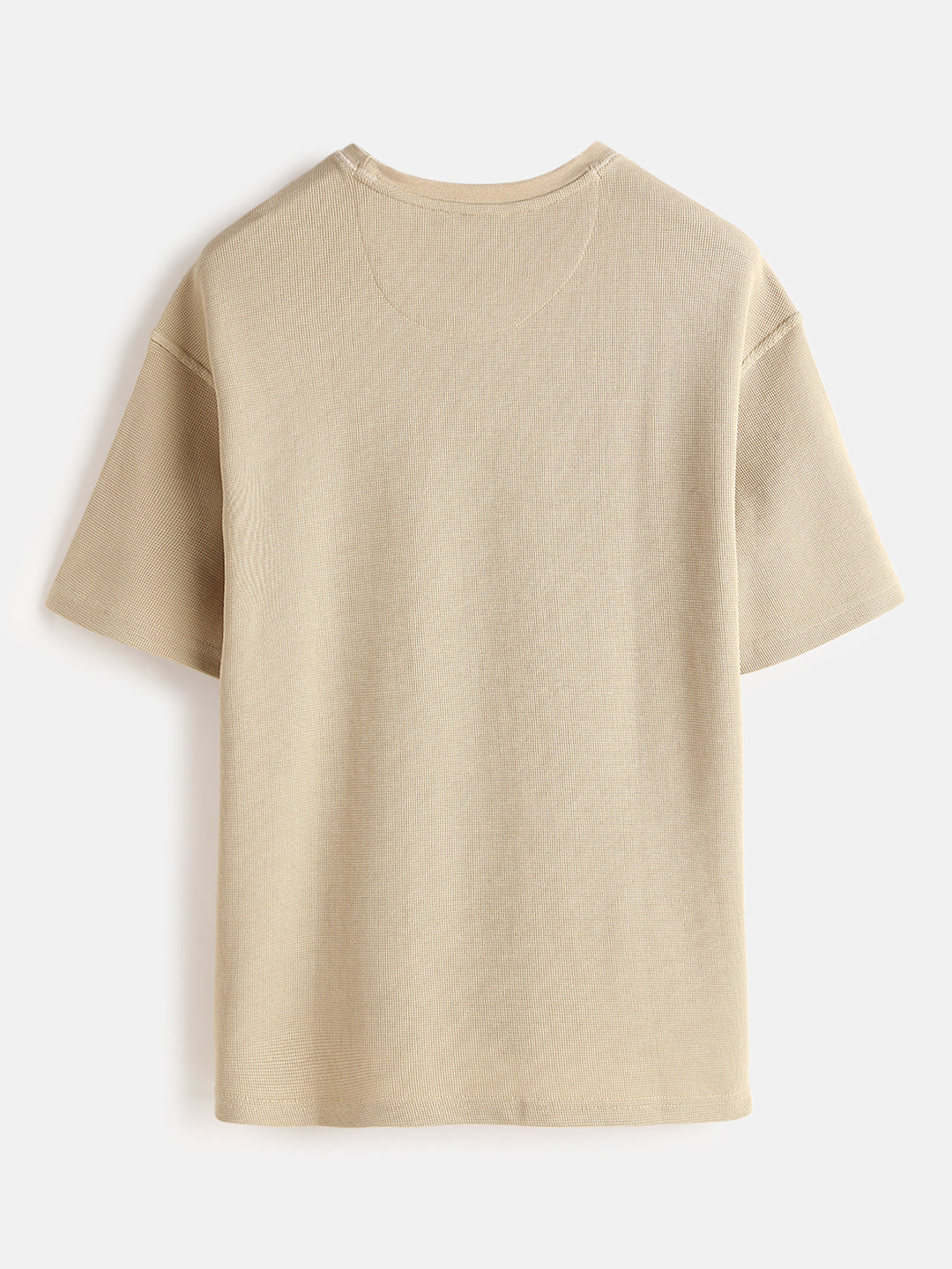 Textured Waffle Knit T-Shirt Khaki - Main Image