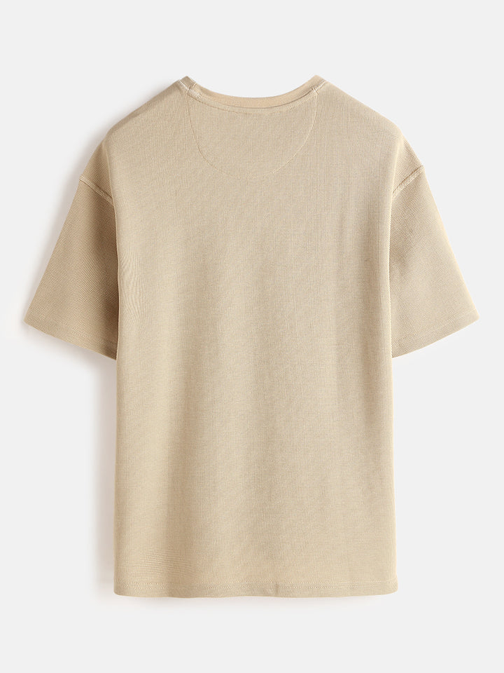 Textured Waffle Knit T-Shirt | Khaki