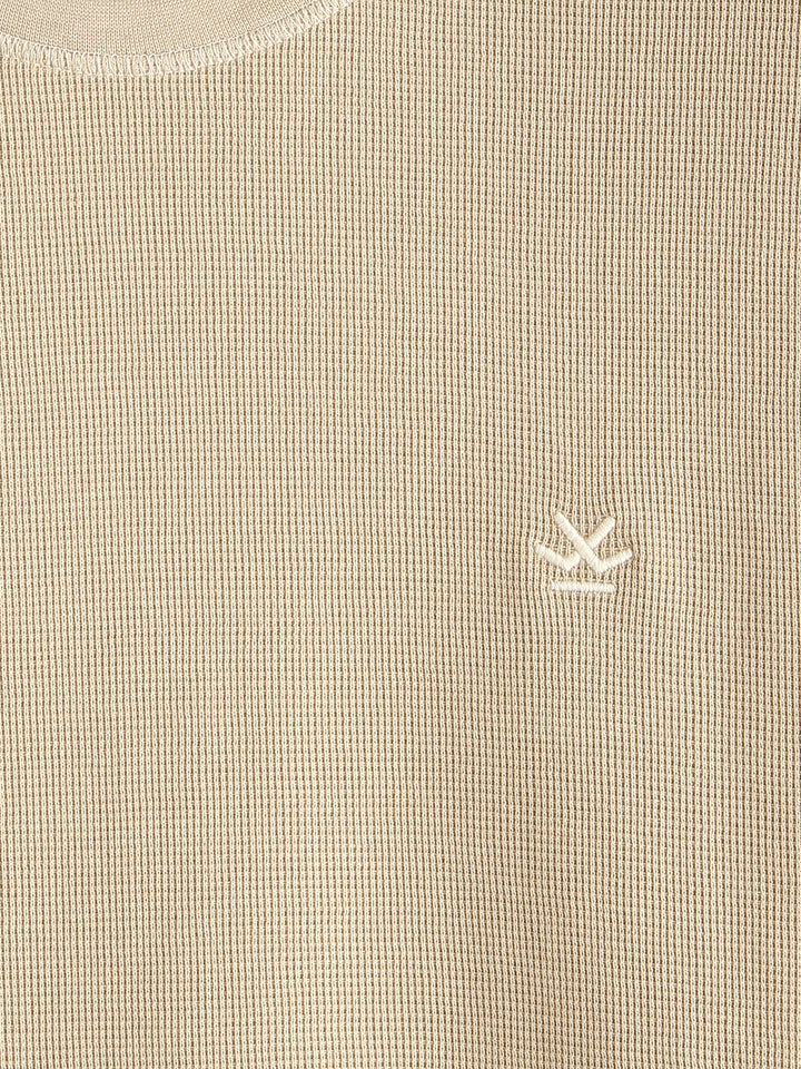Textured Waffle Knit T-Shirt | Khaki